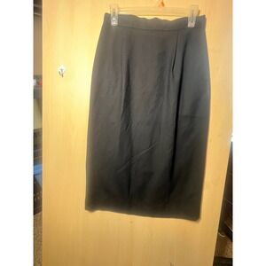 Prophecy Vintage Black 100% Pure Wool High Waisted Pencil Midi Skirt Size 10 USA